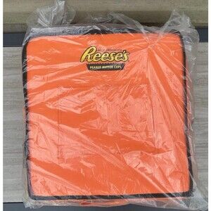 Reese’s Promo Seat Cushion Orange Fold Up Stadium Chair Pad w/ Mesh Pocket NEW